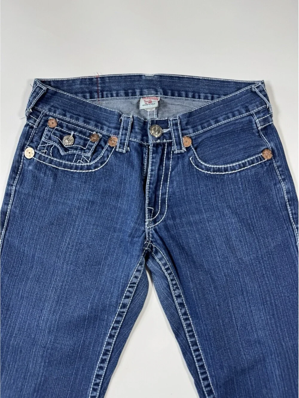 True Religion Joey Super T Jeans Mens 34x30 Bootcut Dark Wash USA Y2K Hemmed
